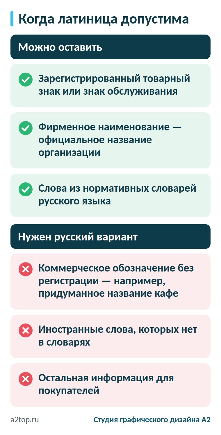 Когда латиница на вывеске допустима